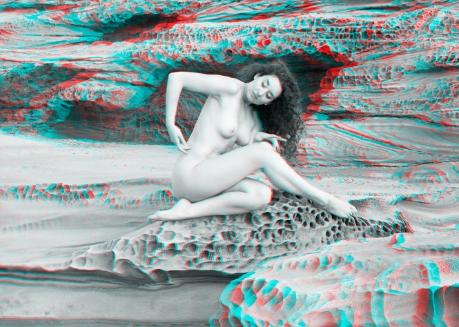 Ella Rose in Front of Rock Wall 3D